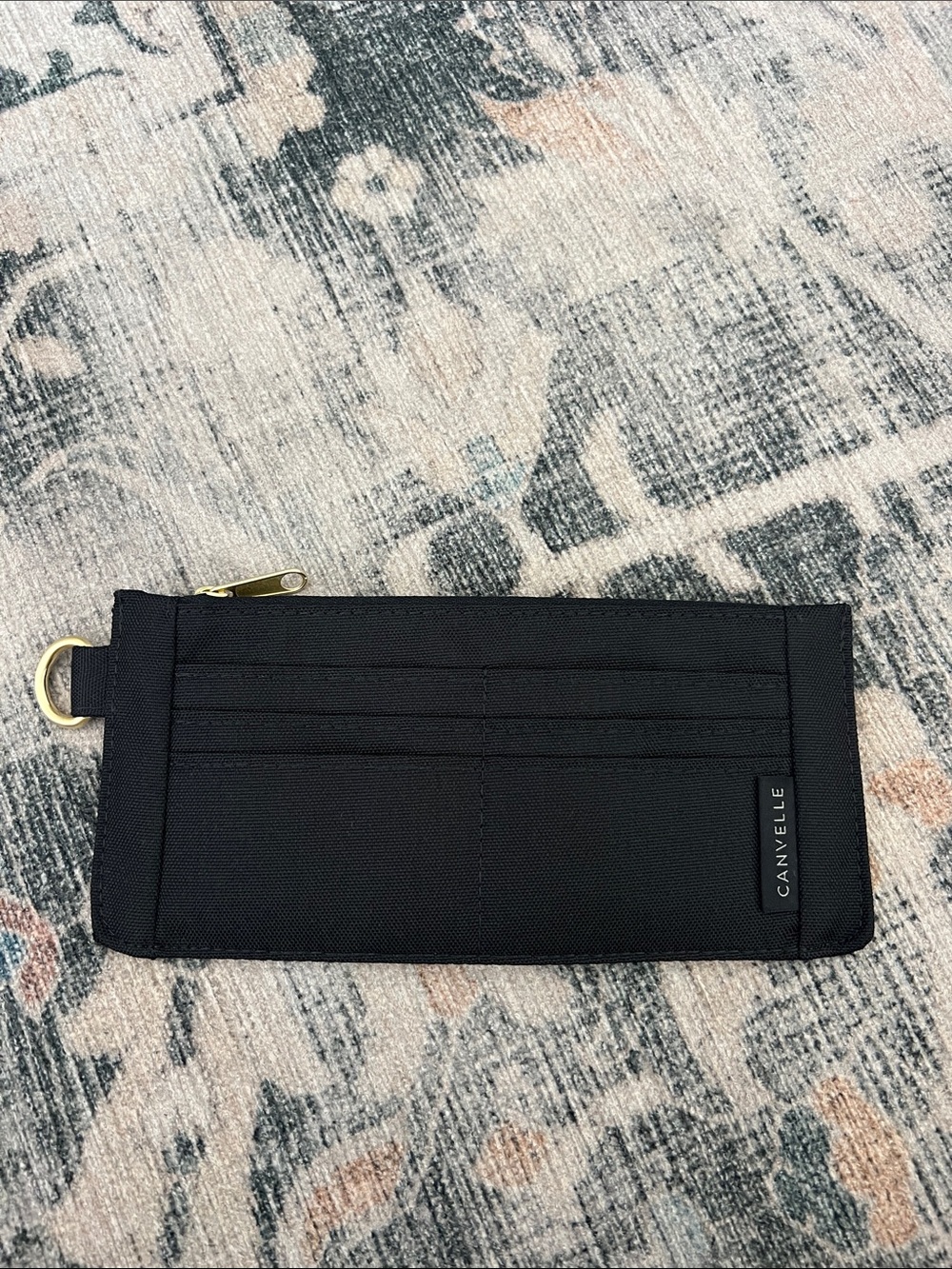 Canvelle Black Slim Card Wallet with Zipper